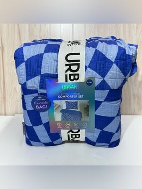 Urban Blue Checkered Comforter Set